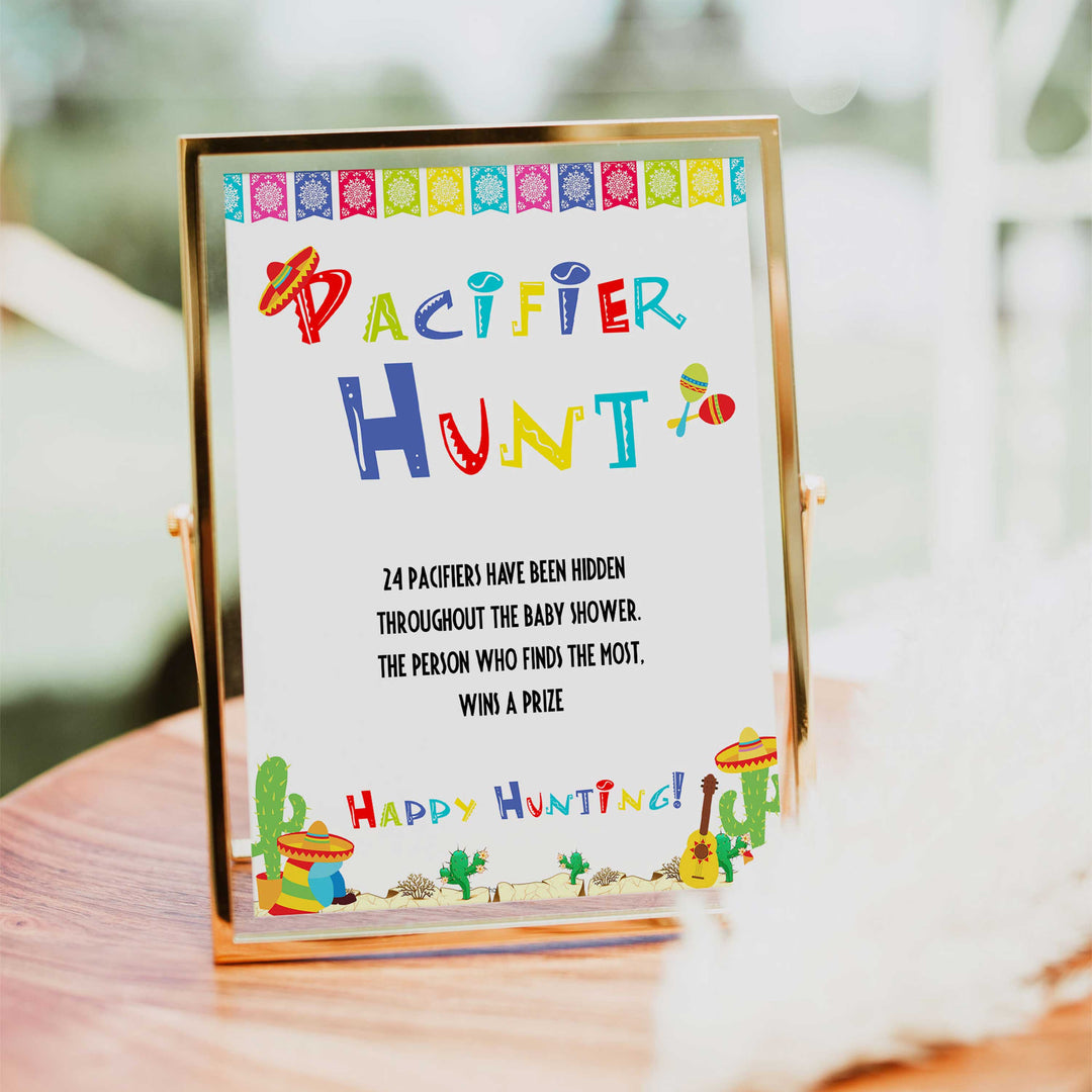 pacifier hunt game, Printable baby shower games, Mexican fiesta fun baby games, baby shower games, fun baby shower ideas, top baby shower ideas, fiesta shower baby shower, fiesta baby shower ideas