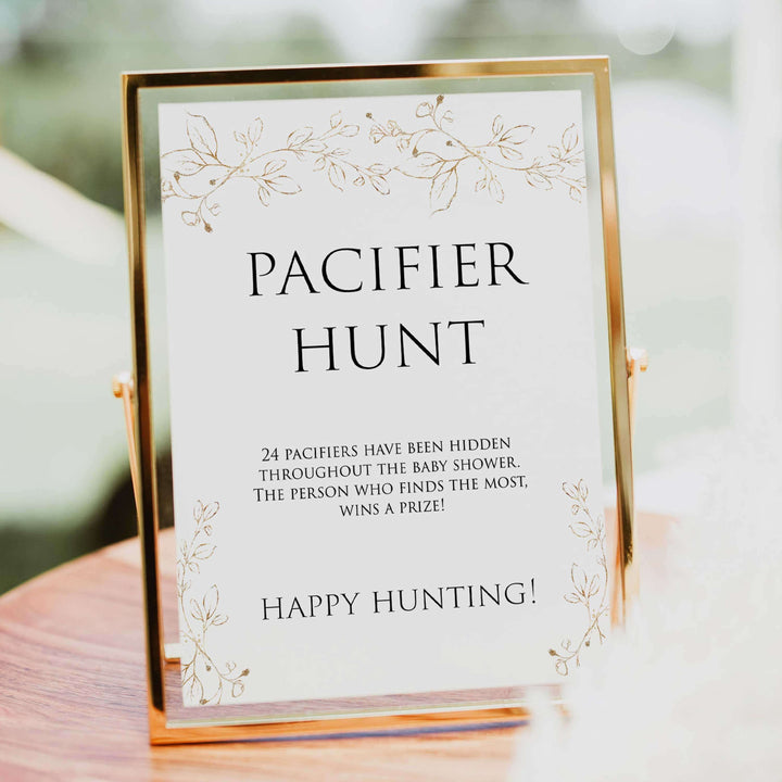 pacifier hunt baby shower game, Printable baby shower games, gold leaf baby games, baby shower games, fun baby shower ideas, top baby shower ideas, gold leaf baby shower, baby shower games, fun gold leaf baby shower ideas
