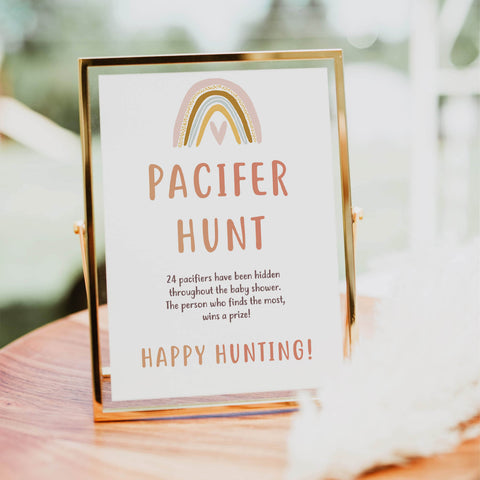 pacifier hunt baby game, Printable baby shower games, boho rainbow baby games, baby shower games, fun baby shower ideas, top baby shower ideas, boho rainbow baby shower, baby shower games, fun boho rainbow baby shower ideas