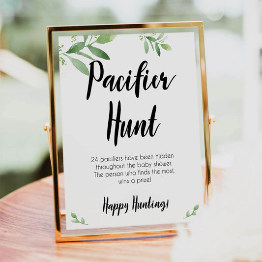 pacifier hunt game, Printable baby shower games, botanical baby shower games, floral baby shower ideas, fun baby shower ideas