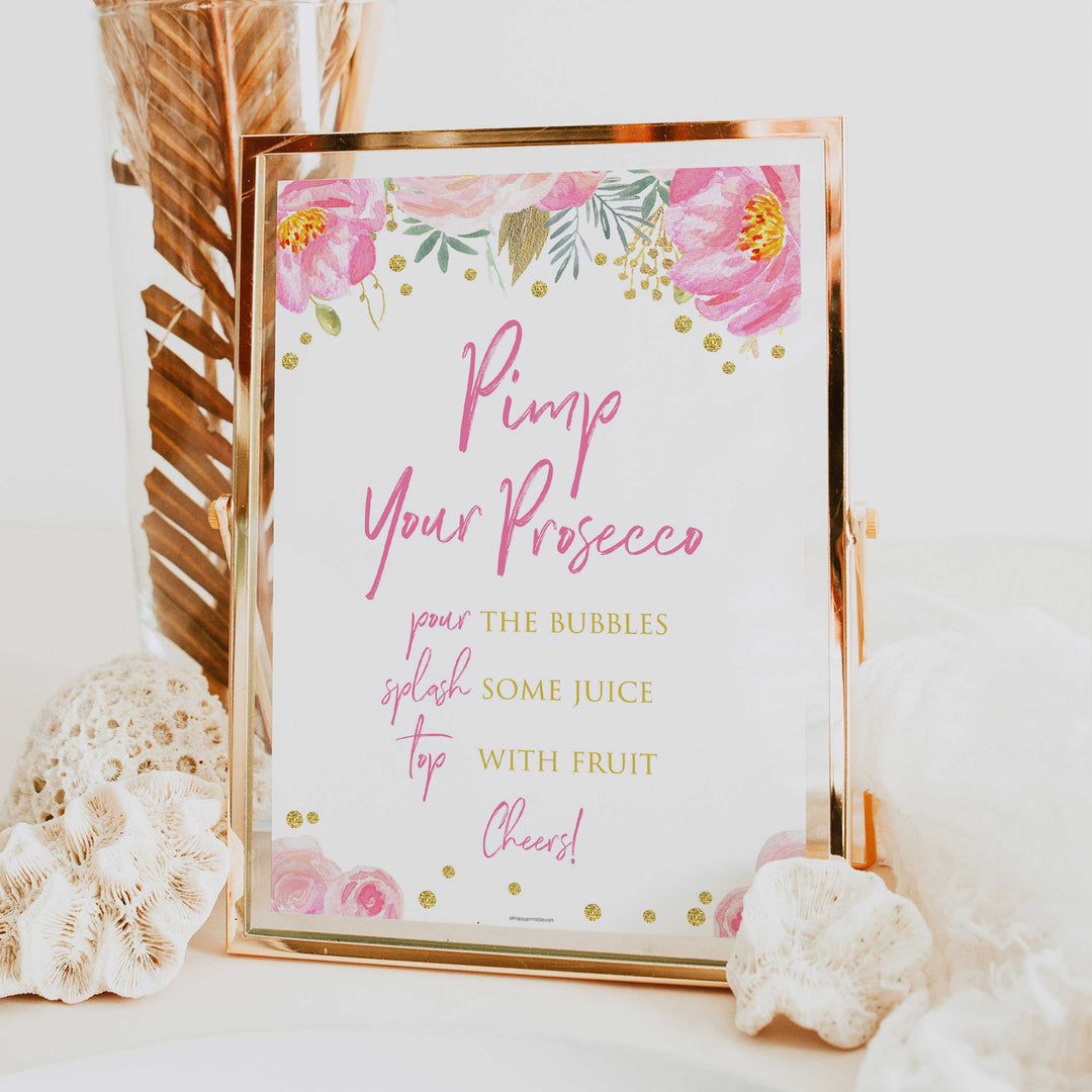 pimp my prosecco, printable bridal shower games, blush floral bridal shower games, fun bridal shower games