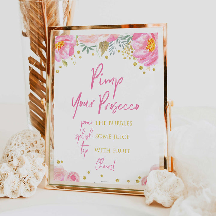 pimp my prosecco, printable bridal shower games, blush floral bridal shower games, fun bridal shower games