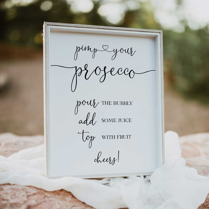 Minimalist bridal shower signs, pimp your prosecco, printable bridal signs, printable bridal decor, minimalist bridal decor, bridal decor, bridal table signs