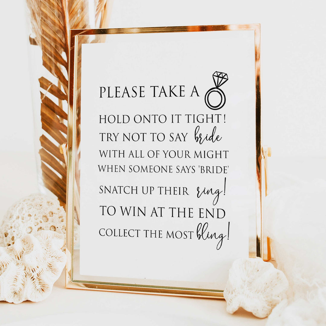 minimalist bridal shower games, please take a ring, bridal shower games bundle, printable bridal games, bridal shower games, how knows the bridal, top bridal shower games