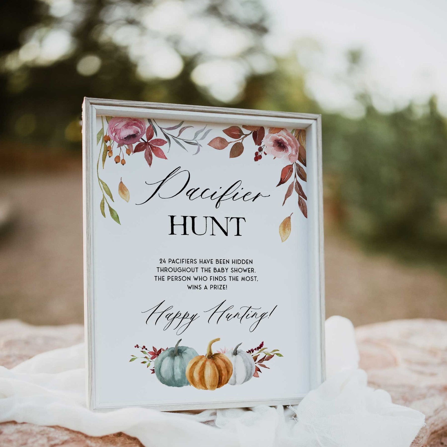 Fall Pacifier Hunt Sign Pacifier Hunt - Fall Pumpkin Printable Baby Games – OhHappyPrintables