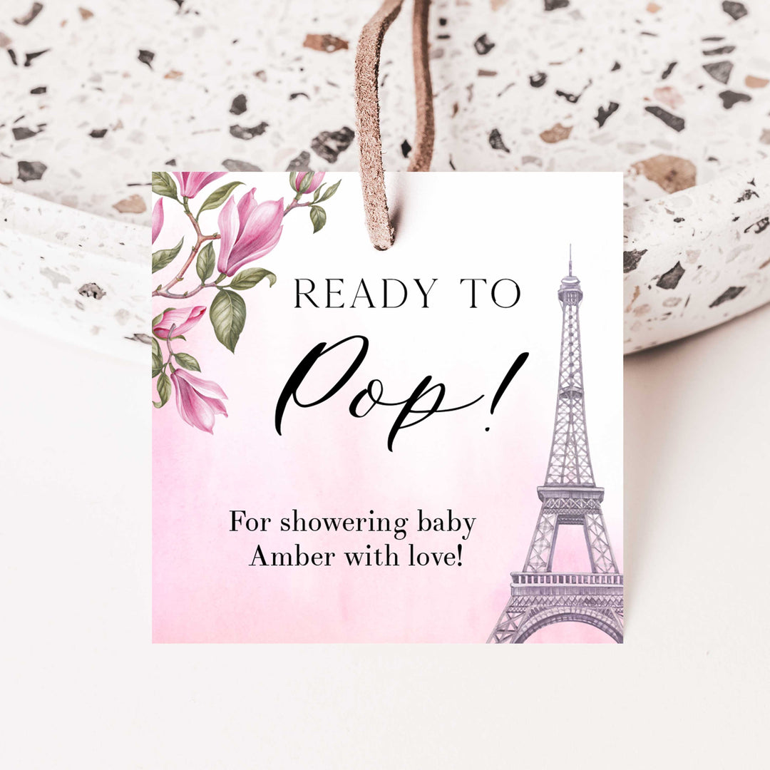ready to pop tags, Paris baby shower games, printable baby shower games, Parisian baby shower games, fun baby shower games