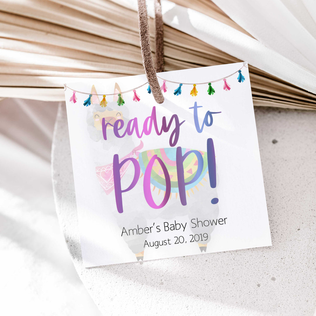 ready to pop tags, baby pop tags, Printable baby shower games, llama fiesta fun baby games, baby shower games, fun baby shower ideas, top baby shower ideas, Llama fiesta shower baby shower, fiesta baby shower ideas
