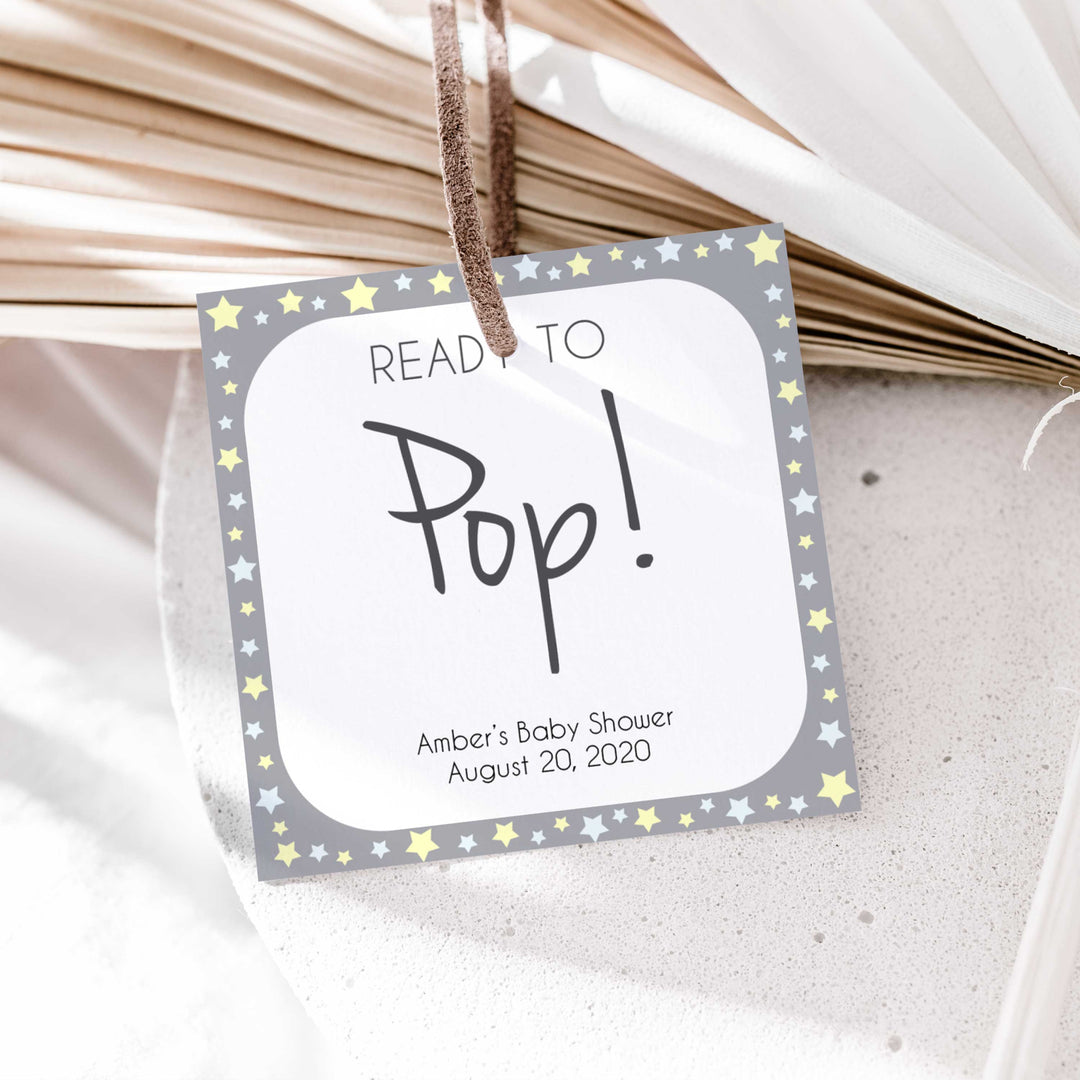 Printable baby signs, baby pop tags, baby shower tags, yellow and grey stars, printable baby shower signs, top baby shower decor, baby printable decor