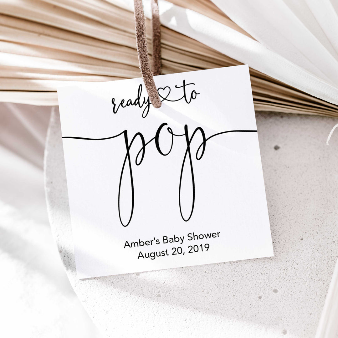 minimalist baby shower decor, ready to pop editable tags, printable baby tags, minimal baby shower
