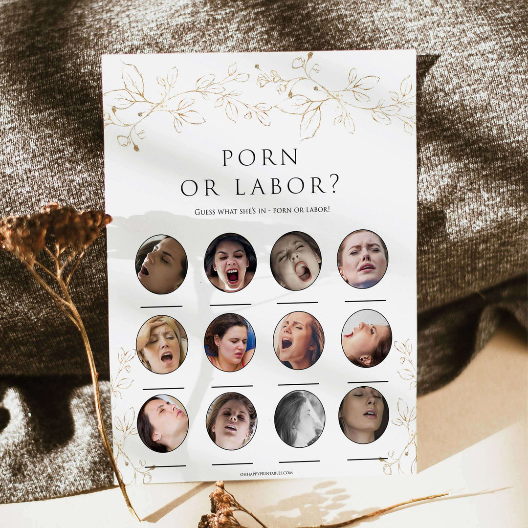 porn or labor baby shower game, Printable baby shower games, gold leaf baby games, baby shower games, fun baby shower ideas, top baby shower ideas, gold leaf baby shower, baby shower games, fun gold leaf baby shower ideas