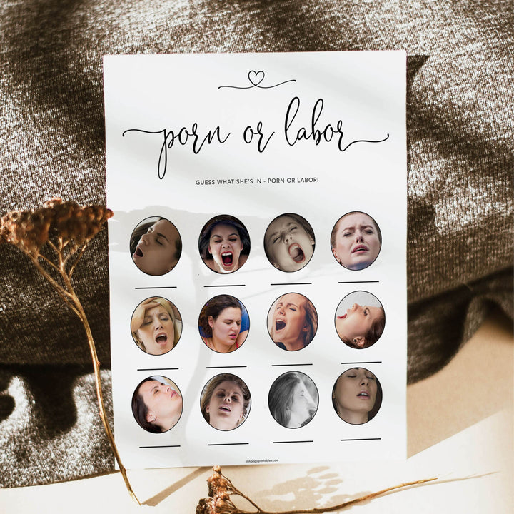 Minimalist baby shower games, porn or labor, labor or porn baby games, 10 baby game bundles, fun baby games, printable baby games, top baby games, popular baby games, labor or porn games, neutral baby games, gender reveal games