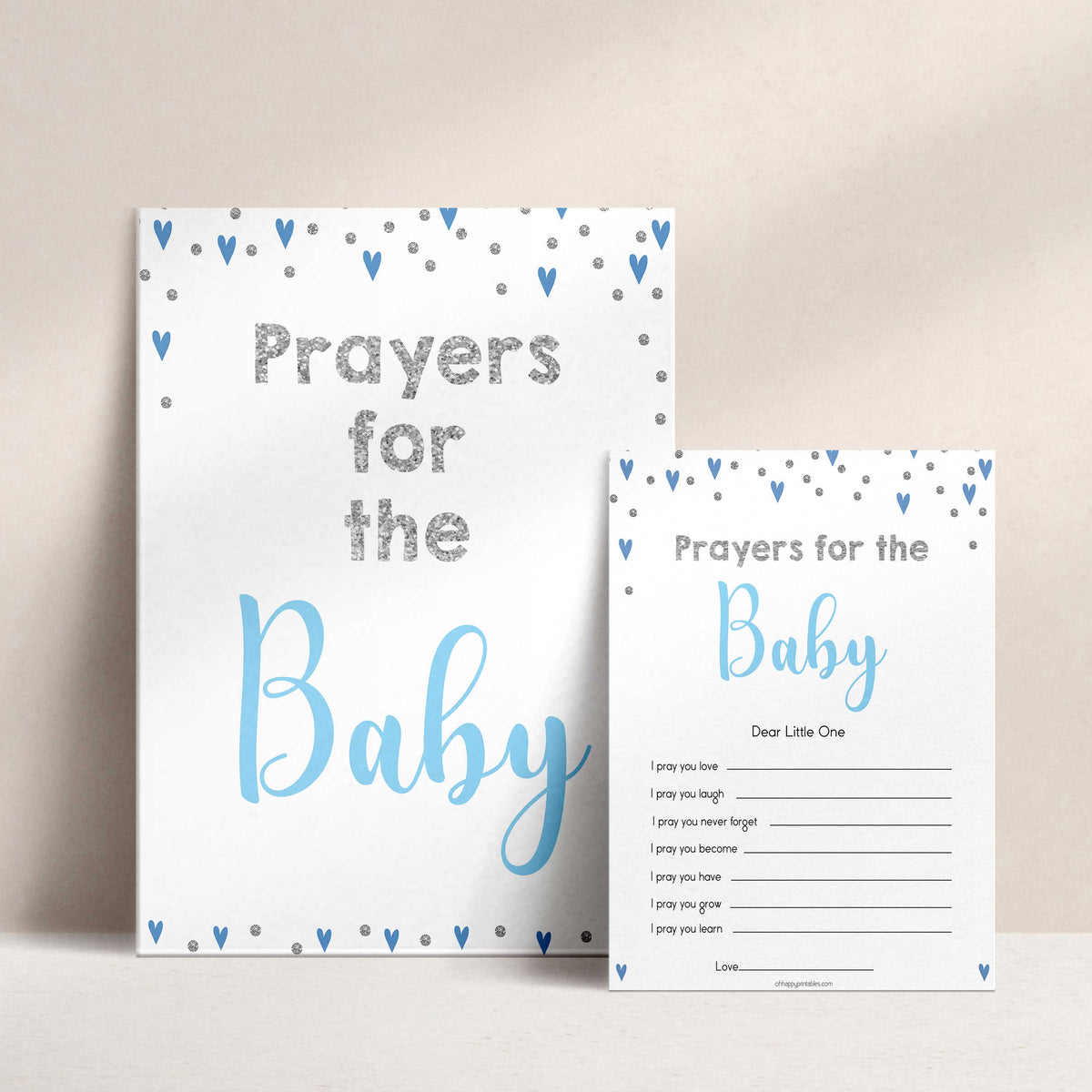prayers for the baby, baby keepsake, Printable baby shower games, small blue hearts fun baby games, baby shower games, fun baby shower ideas, top baby shower ideas, silver baby shower, blue hearts baby shower ideas