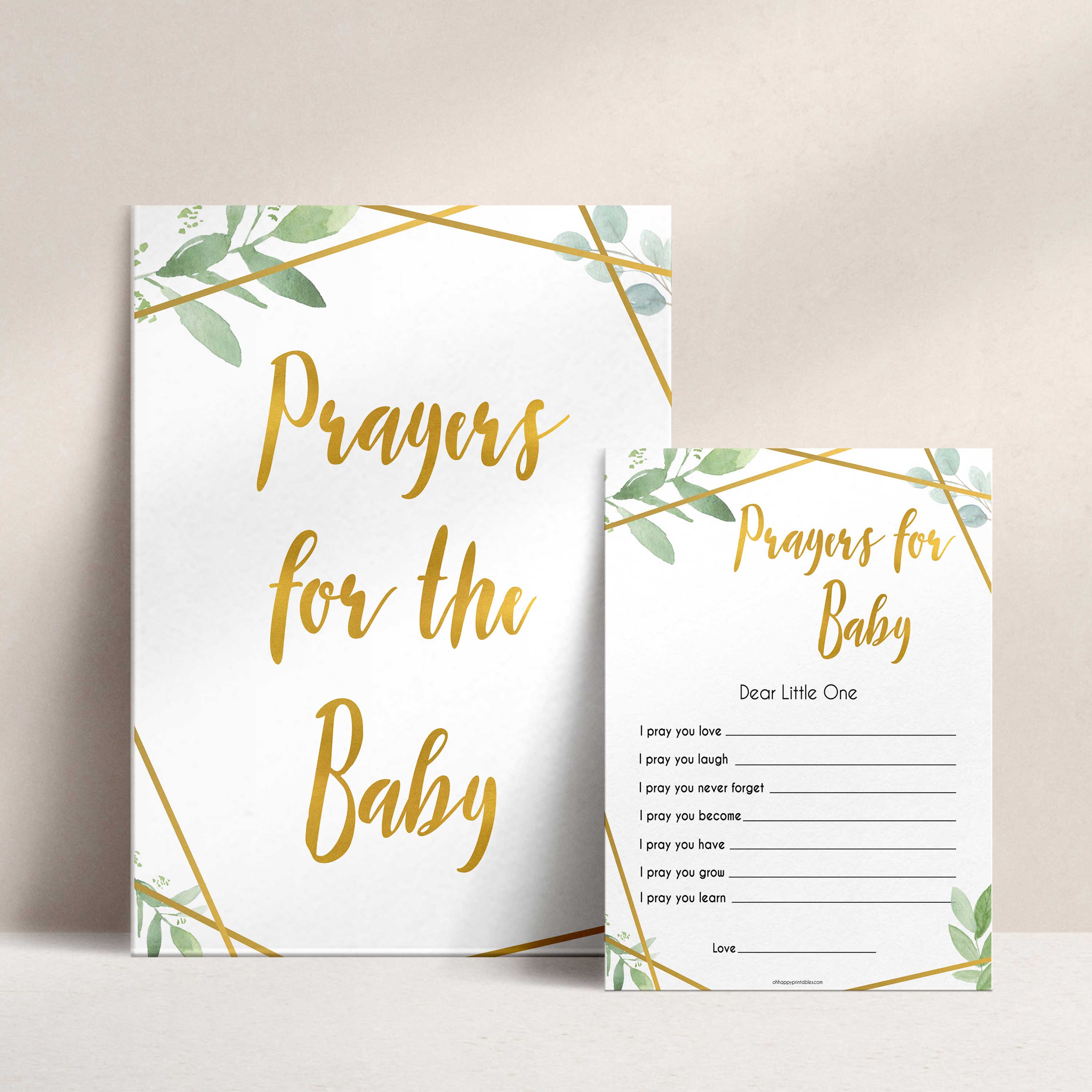 gold geometric prayers for baby baby shower games, printable baby shower games, fun baby games, popular baby games, gold baby games