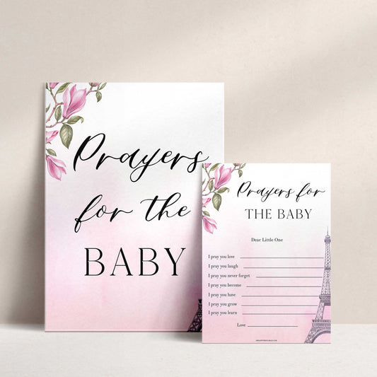 prayer for the baby keepsake, Paris baby shower games, printable baby shower games, Parisian baby shower games, fun baby shower games