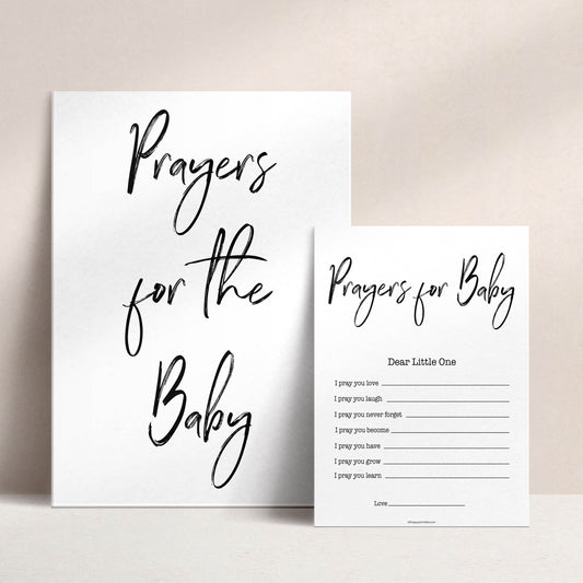 White Gender Neutral Prayers For The Baby, Baby Prayers, Prayers for The Baby, Baby Shower, Baby Shower Baby Prayers, Baby Prayers Cards, fun baby games, popular baby games