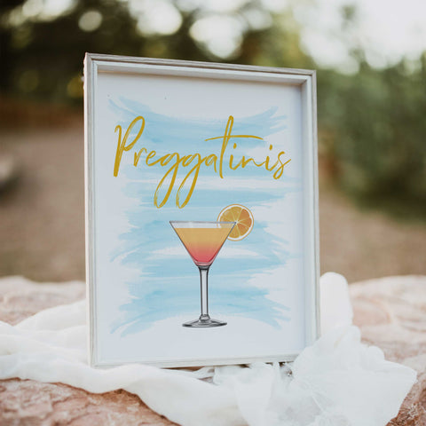 Preggatinis baby signs, blue swash baby sign, printable baby signs, fun baby shower decor ideas