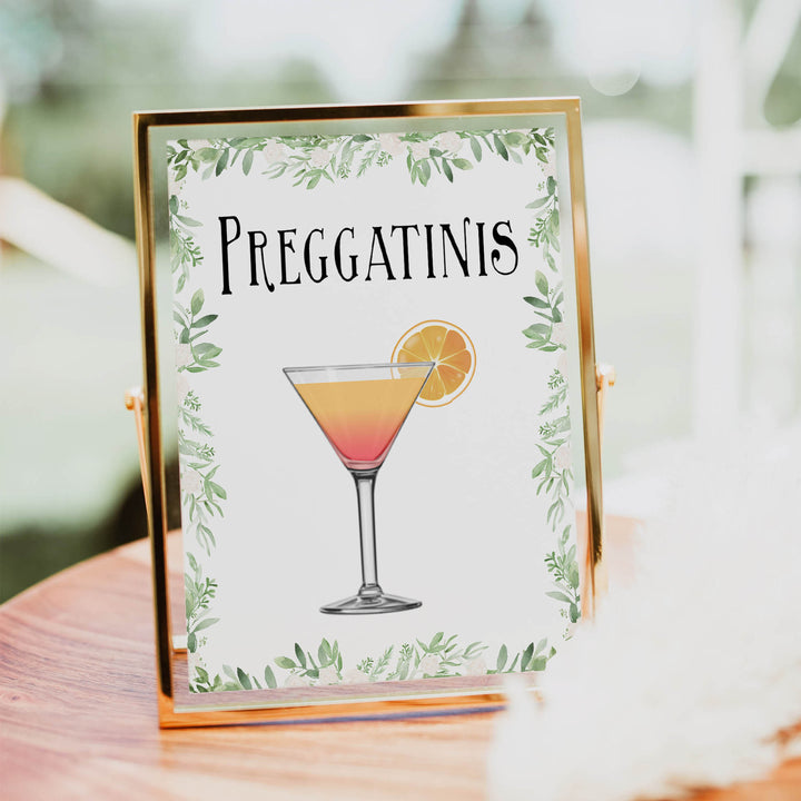 preggatinis baby table signs, Printable baby table signs, baby shower table signs, botanical baby table signs, baby shower decor, fun baby decor, printable baby decor