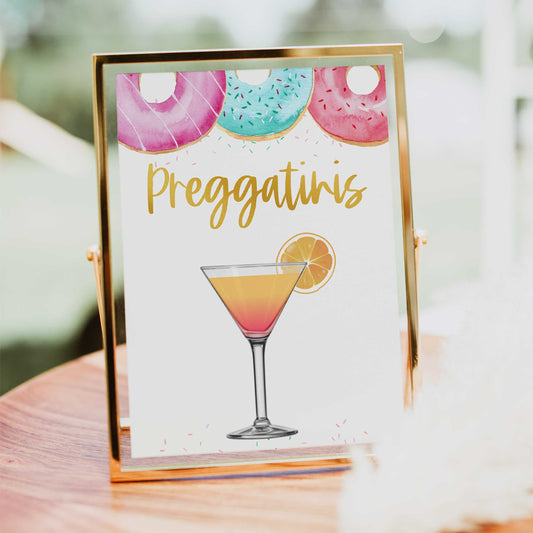 preggatinis baby table sign, Donut baby decor, printable baby table signs, printable baby decor, baby sprinkles table signs, fun baby signs, baby donut fun baby table signs