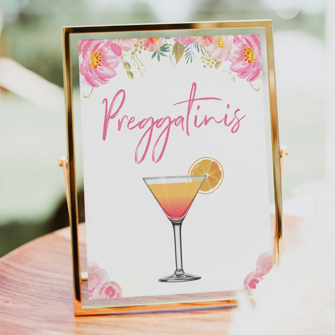 preggatinis baby signs, preggatinis baby decor, Blush floral baby decor, printable baby table signs, printable baby decor, gold table signs, fun baby signs, floral fun baby table signs