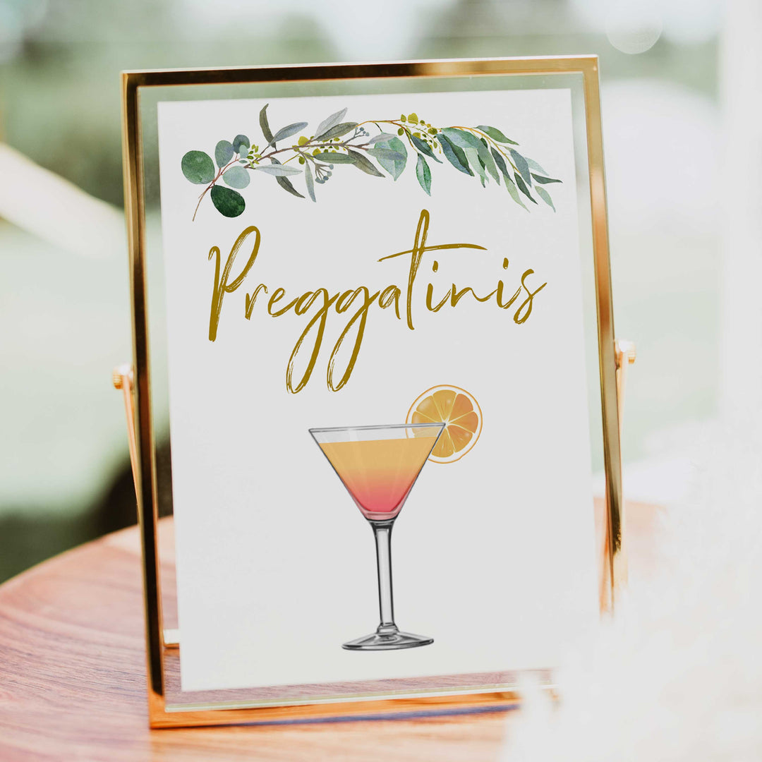 eucalyptus baby signs, preggatinis baby signs, printable baby signs, botanical baby signs, baby shower decor, fun baby signs