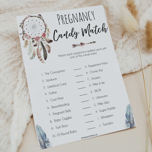 Boho baby games, pregnancy candy match baby game, fun baby games, printable baby games, top 10 baby games, boho baby shower, baby games, hilarious baby games