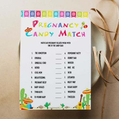 pregnancy candy match game, Printable baby shower games, Mexican fiesta fun baby games, baby shower games, fun baby shower ideas, top baby shower ideas, fiesta shower baby shower, fiesta baby shower ideas