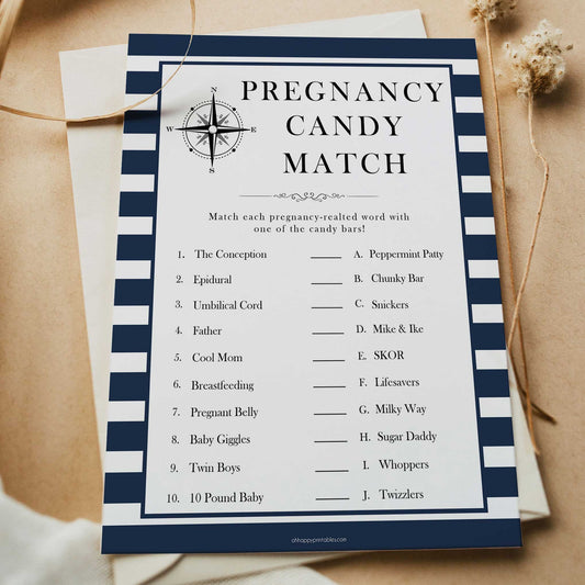 Nautical baby shower games, pregnancy candy match baby shower games, printable baby shower games, baby shower games, fun baby games, popular baby shower games, sailor baby games, boat baby games