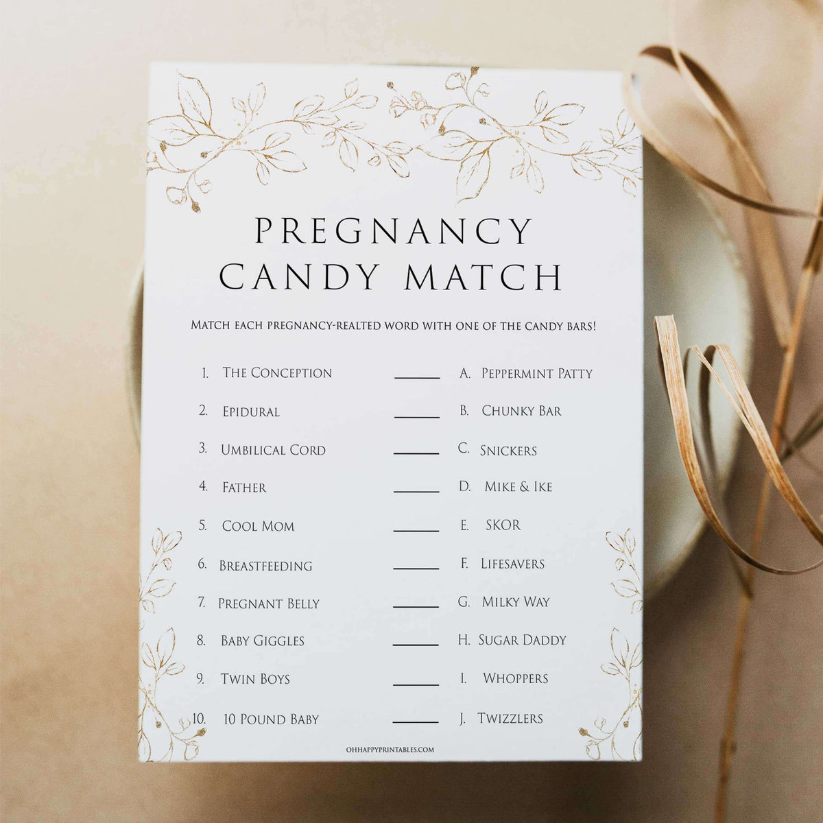 pregnancy candy match game, Printable baby shower games, gold leaf baby games, baby shower games, fun baby shower ideas, top baby shower ideas, gold leaf baby shower, baby shower games, fun gold leaf baby shower ideas