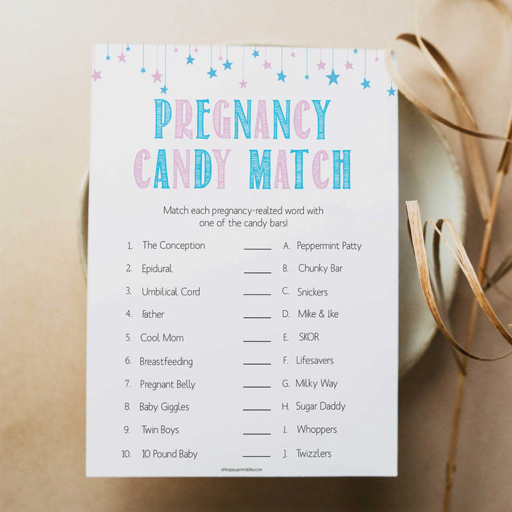Gender reveal baby games, pregnancy candy match baby game, gender reveal shower, fun baby games, gender reveal ideas, popular baby games, best baby games, printable baby games, gender reveal baby games