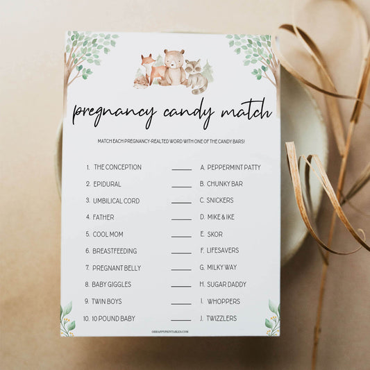 pregnancy candy match game, Printable baby shower games, woodland animals baby games, baby shower games, fun baby shower ideas, top baby shower ideas, woodland baby shower, baby shower games, fun woodland animals baby shower ideas