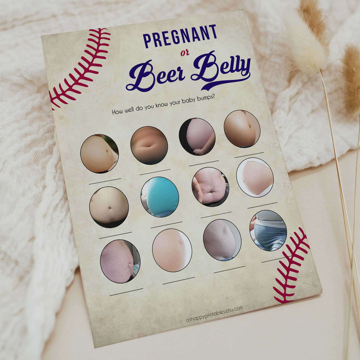 Pregnant or Beer Belly Game, Baby Shower Games, Baby Bump Beer Belly, Pregnant or Beer Belly, Baby Bump or Beer Belly, Baseball, Bump Beer, printable baby shower games, fun baby shower games, popular baby shower games