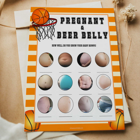 Basketball baby shower games, Pregnant or Beer Belly baby game, printable baby games, basket baby games, baby shower games, basketball baby shower idea, fun baby games, popular baby games