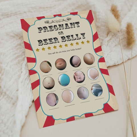Circus pregnant or beer belly baby shower games, circus baby games, carnival baby games, printable baby games, fun baby games, popular baby games, carnival baby shower, carnival theme