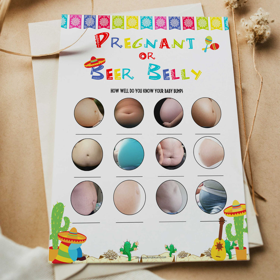pregnancy or beer belly game, baby bump game, Printable baby shower games, Mexican fiesta fun baby games, baby shower games, fun baby shower ideas, top baby shower ideas, fiesta shower baby shower, fiesta baby shower ideas