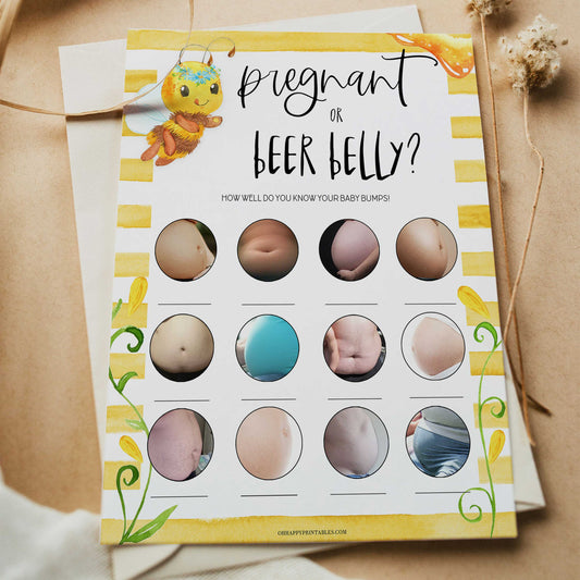 pregnant or beer belly game, Printable baby shower games, mommy bee fun baby games, baby shower games, fun baby shower ideas, top baby shower ideas, mommy to bee baby shower, friends baby shower ideas