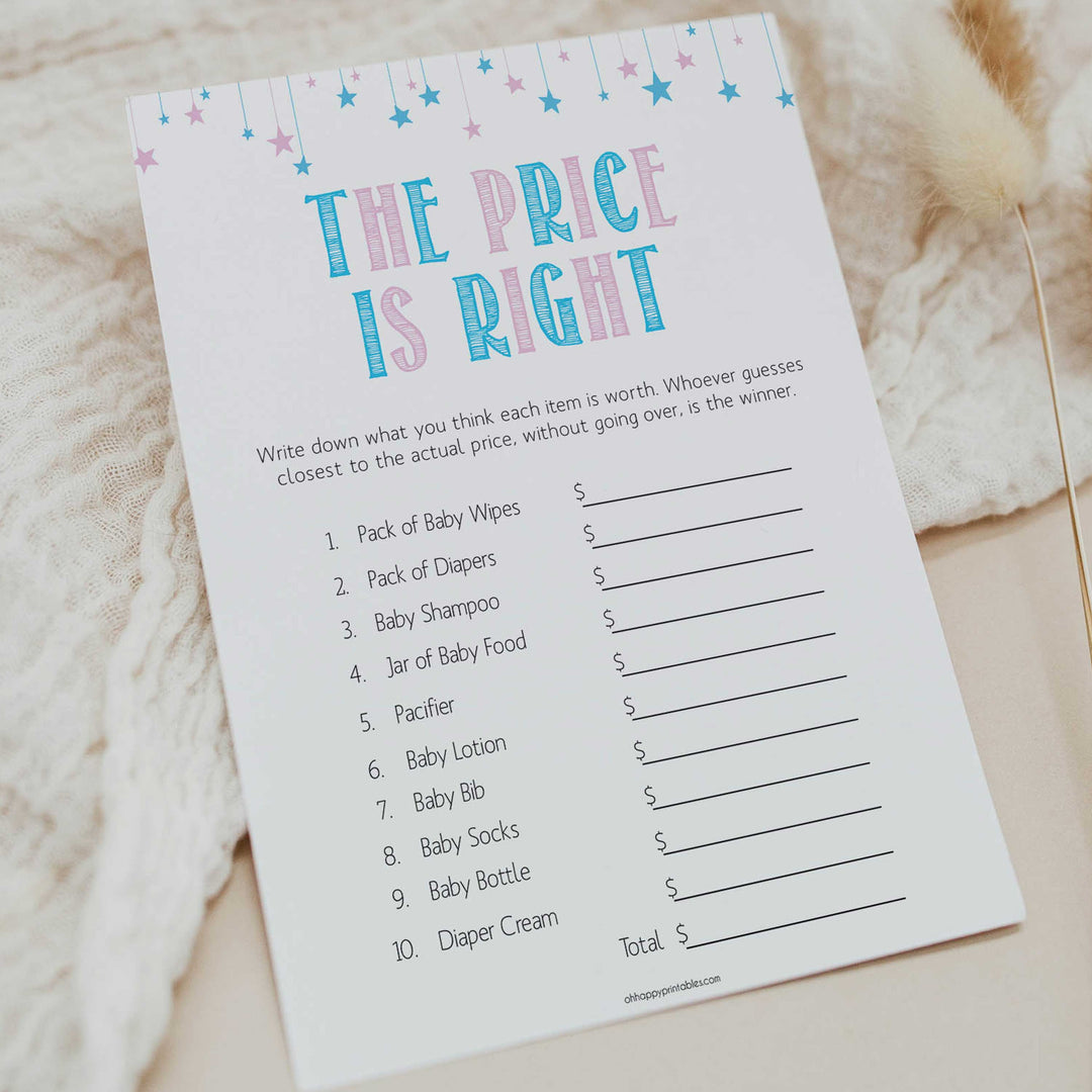 Gender reveal baby games, the price is right baby game, gender reveal shower, fun baby games, gender reveal ideas, popular baby games, best baby games, printable baby games, gender reveal baby games