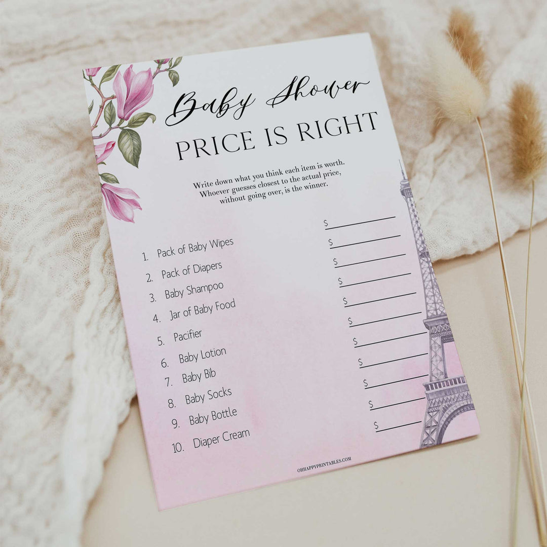 price is right baby shower game, Paris baby shower games, printable baby shower games, Parisian baby shower games, fun baby shower games