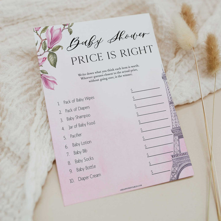 price is right baby shower game, Paris baby shower games, printable baby shower games, Parisian baby shower games, fun baby shower games