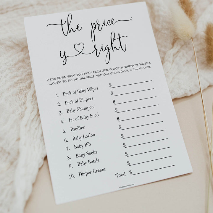 Minimalist baby shower games, the price is right baby games, 10 baby game bundles, fun baby games, printable baby games, top baby games, popular baby games, labor or porn games, neutral baby games, gender reveal games