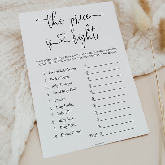 Minimalist baby shower games, the price is right baby games, 10 baby game bundles, fun baby games, printable baby games, top baby games, popular baby games, labor or porn games, neutral baby games, gender reveal games