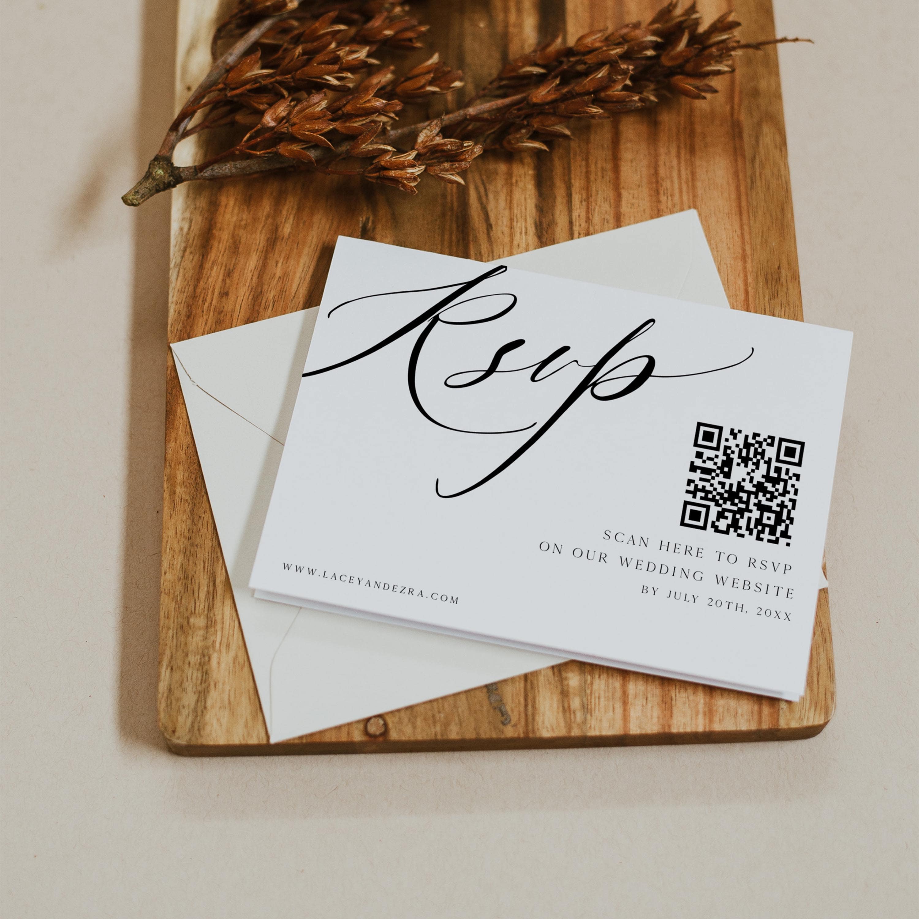 editable QR RSVP card, printable QR RSVP card, CALLIGRAPHY editable wedding invitation suite, editable wedding stationery, printable wedding stationery, modern wedding items, wedding save the dates
