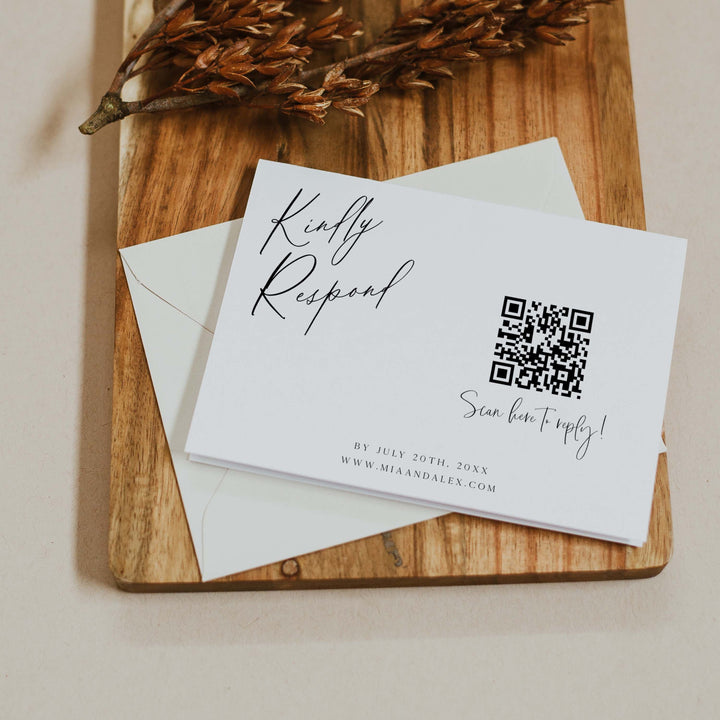 editable QR RSVP card, printable QR RSVP card, CALLIGRAPHY editable wedding invitation suite, editable wedding stationery, printable wedding stationery, modern wedding items, wedding save the dates