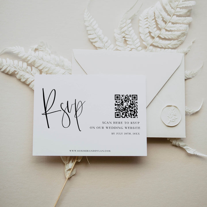 editable QR RSVP Code card, CALLIGRAPHY editable wedding invitation suite, editable wedding stationery, printable wedding stationery, modern wedding items, wedding save the dates