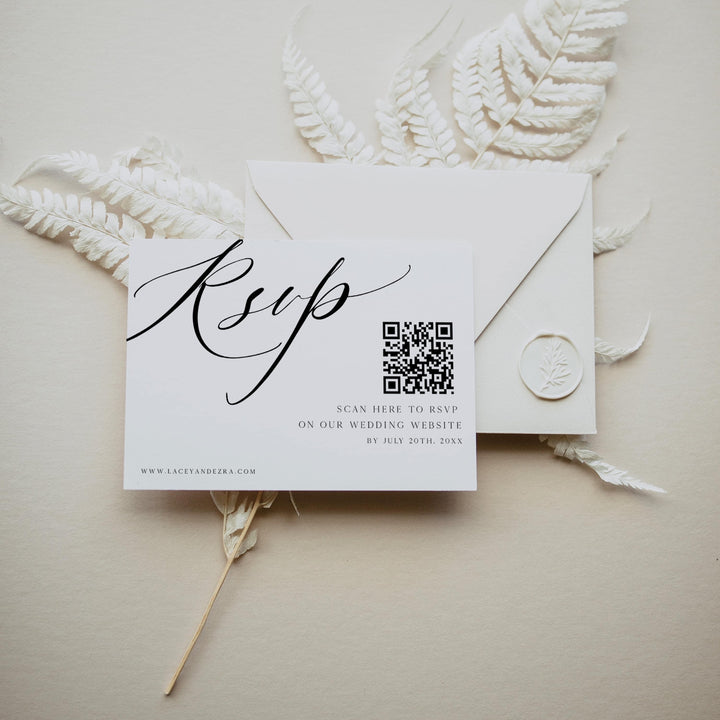 editable QR RSVP card, printable QR RSVP card, CALLIGRAPHY editable wedding invitation suite, editable wedding stationery, printable wedding stationery, modern wedding items, wedding save the dates