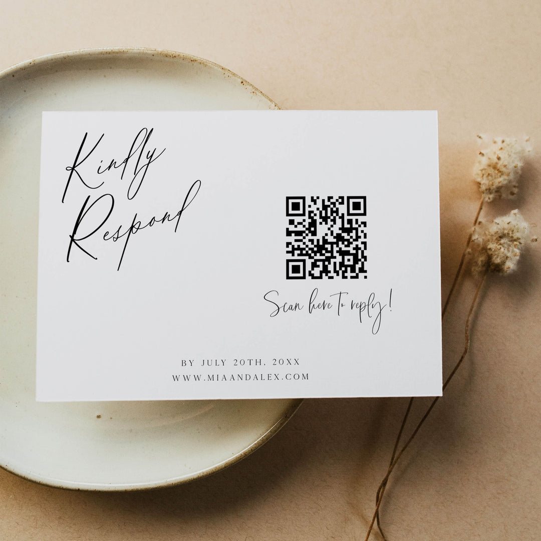 editable QR RSVP card, printable QR RSVP card, CALLIGRAPHY editable wedding invitation suite, editable wedding stationery, printable wedding stationery, modern wedding items, wedding save the dates
