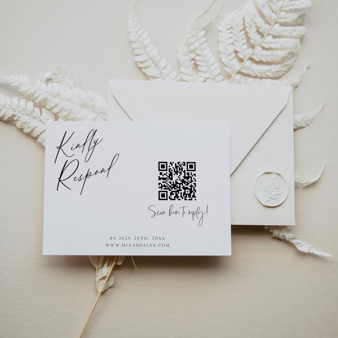 editable QR RSVP card, printable QR RSVP card, CALLIGRAPHY editable wedding invitation suite, editable wedding stationery, printable wedding stationery, modern wedding items, wedding save the dates