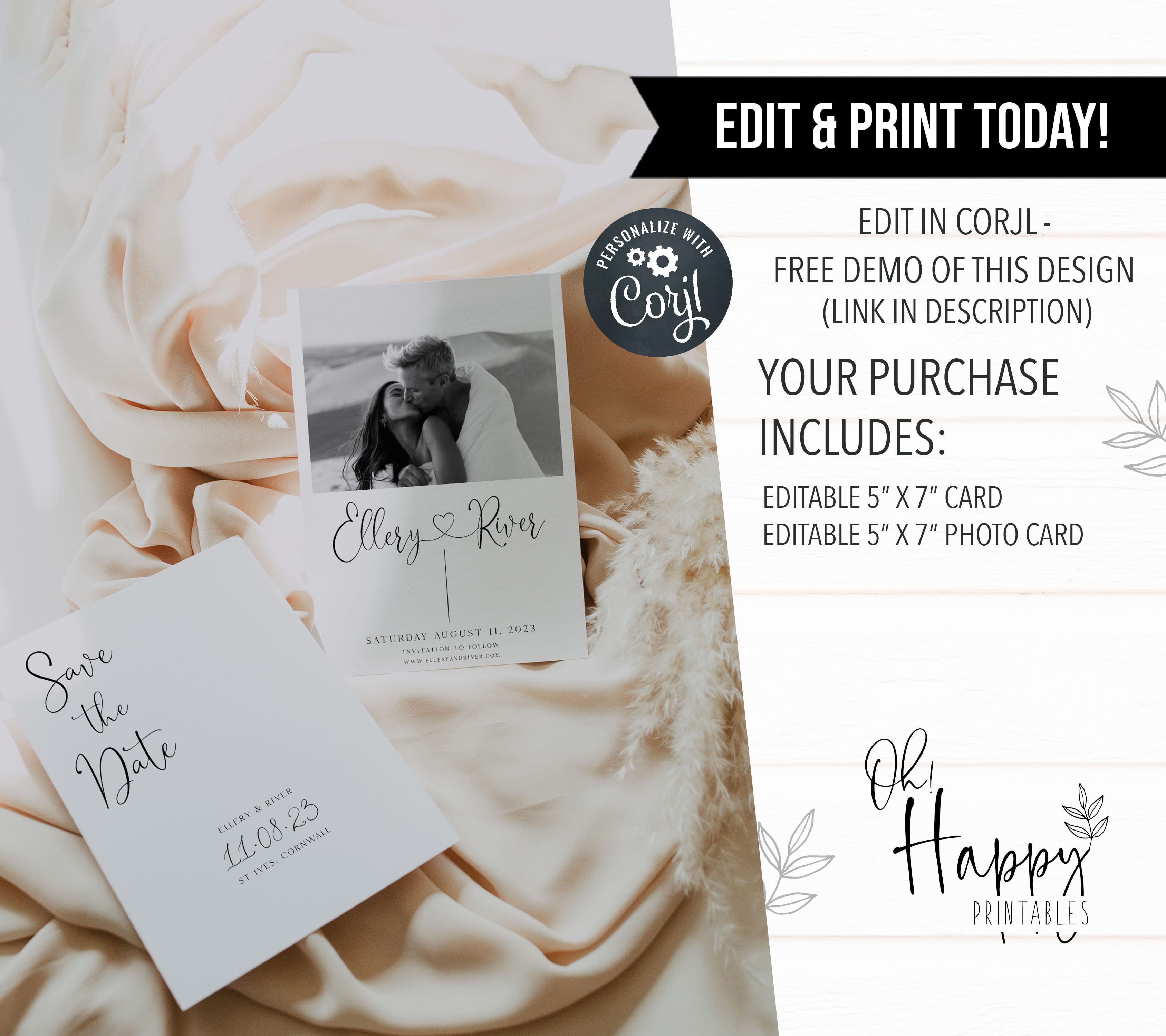 editable save the date, printable save the date, CALLIGRAPHY editable wedding invitation suite, editable wedding stationery, printable wedding stationery, modern wedding items, wedding save the dates