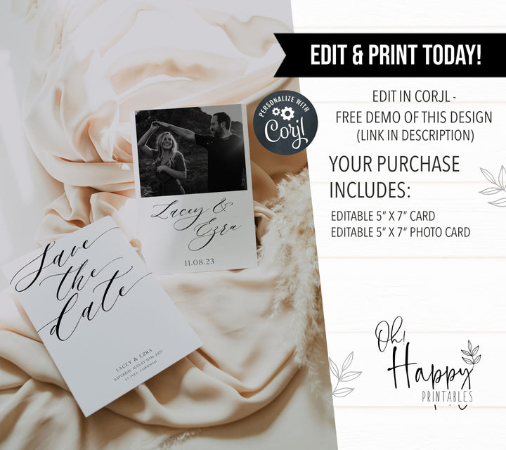 editable save the date, printable save the date, CALLIGRAPHY editable wedding invitation suite, editable wedding stationery, printable wedding stationery, modern wedding items, wedding save the dates