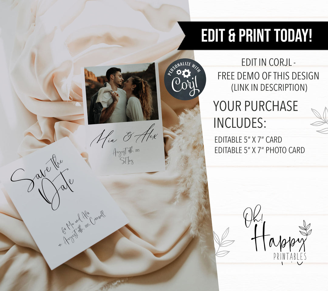 editable save the date cards, printable save the date cards, CALLIGRAPHY editable wedding invitation suite, editable wedding stationery, printable wedding stationery, modern wedding items, wedding save the dates