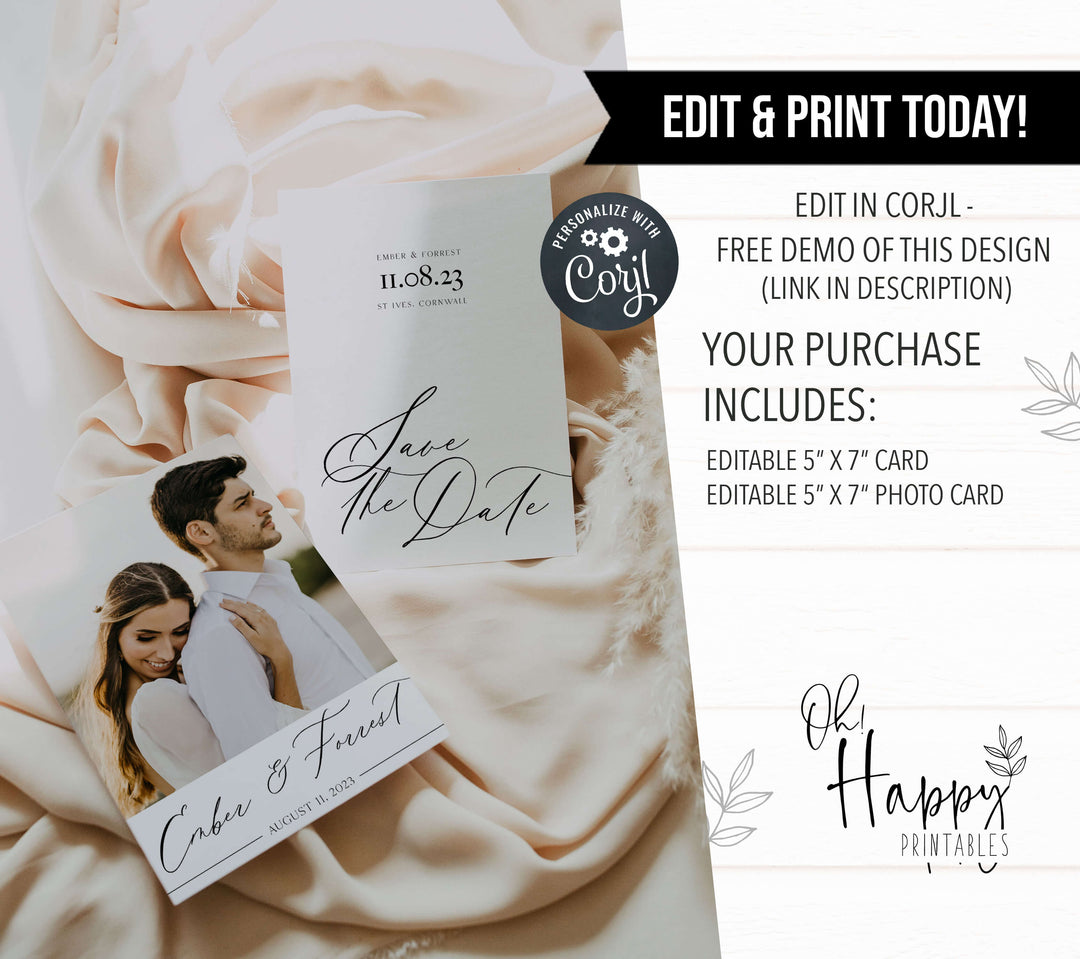 editable save the date, printable save the date, CALLIGRAPHY editable wedding invitation suite, editable wedding stationery, printable wedding stationery, modern wedding items, wedding save the dates